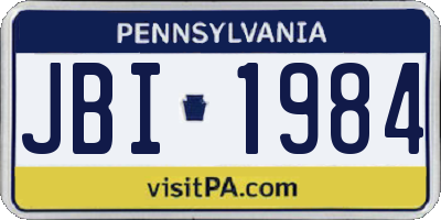 PA license plate JBI1984