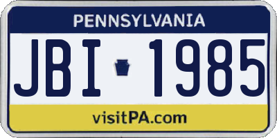 PA license plate JBI1985