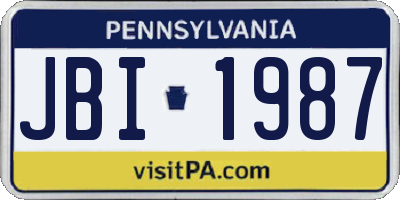 PA license plate JBI1987