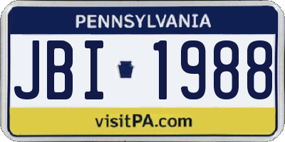 PA license plate JBI1988