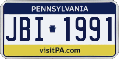 PA license plate JBI1991