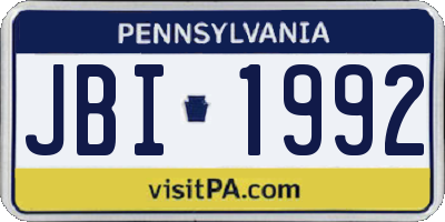 PA license plate JBI1992