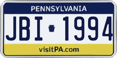 PA license plate JBI1994