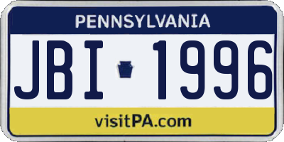 PA license plate JBI1996