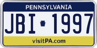 PA license plate JBI1997