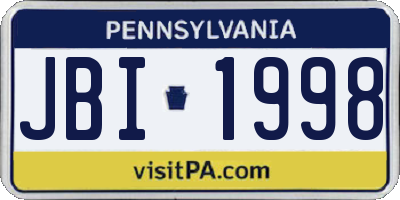 PA license plate JBI1998