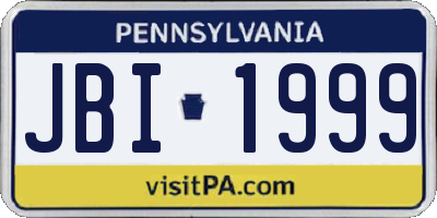 PA license plate JBI1999