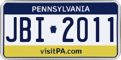 PA license plate JBI2011