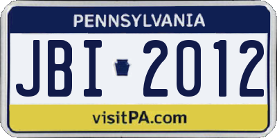 PA license plate JBI2012