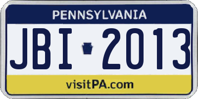PA license plate JBI2013