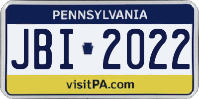PA license plate JBI2022