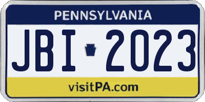 PA license plate JBI2023