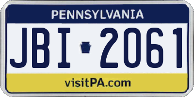 PA license plate JBI2061