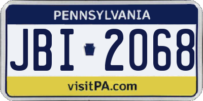 PA license plate JBI2068