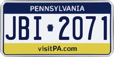 PA license plate JBI2071