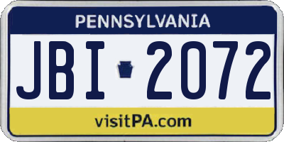 PA license plate JBI2072
