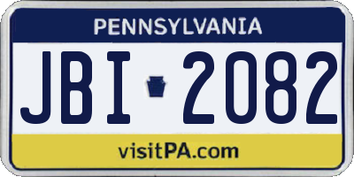 PA license plate JBI2082