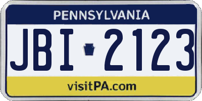 PA license plate JBI2123
