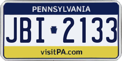 PA license plate JBI2133