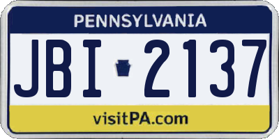 PA license plate JBI2137