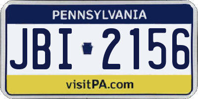 PA license plate JBI2156