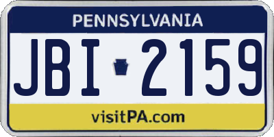 PA license plate JBI2159