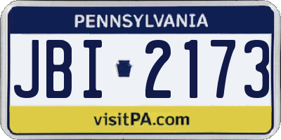 PA license plate JBI2173