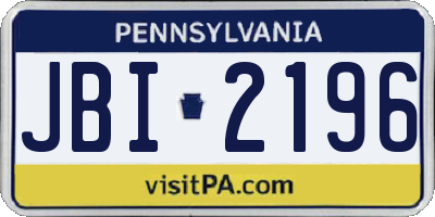 PA license plate JBI2196