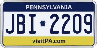 PA license plate JBI2209