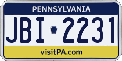 PA license plate JBI2231