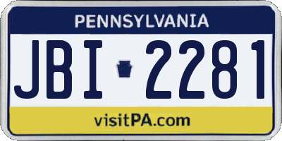 PA license plate JBI2281