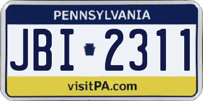 PA license plate JBI2311