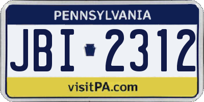 PA license plate JBI2312