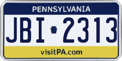 PA license plate JBI2313