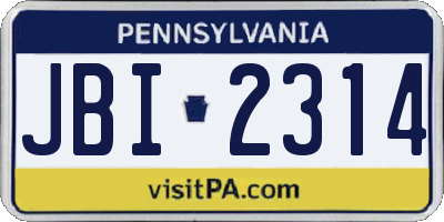 PA license plate JBI2314