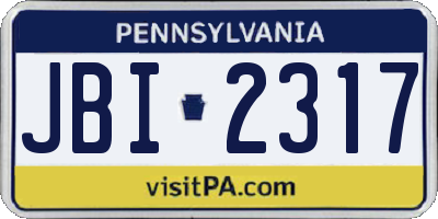 PA license plate JBI2317