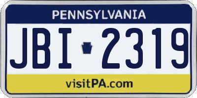 PA license plate JBI2319