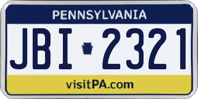 PA license plate JBI2321