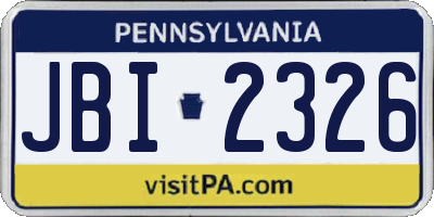 PA license plate JBI2326