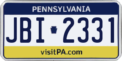 PA license plate JBI2331