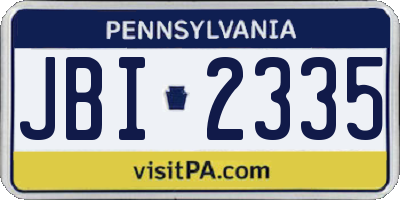 PA license plate JBI2335