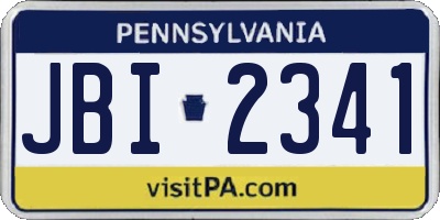 PA license plate JBI2341