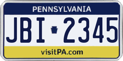 PA license plate JBI2345