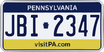 PA license plate JBI2347