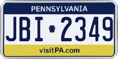 PA license plate JBI2349