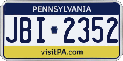 PA license plate JBI2352