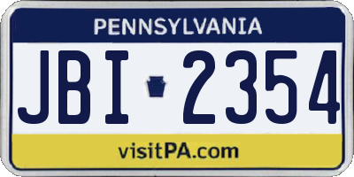 PA license plate JBI2354