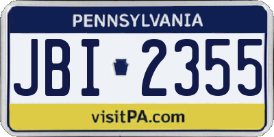 PA license plate JBI2355