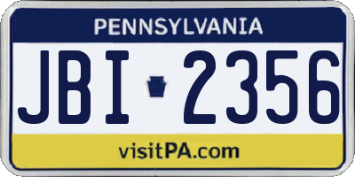 PA license plate JBI2356