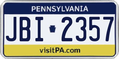 PA license plate JBI2357